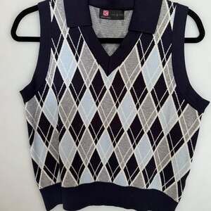 KANCY KOLE Women's Small Argyle Collared Comfortable Warm Stylish Sweater‎ Vest